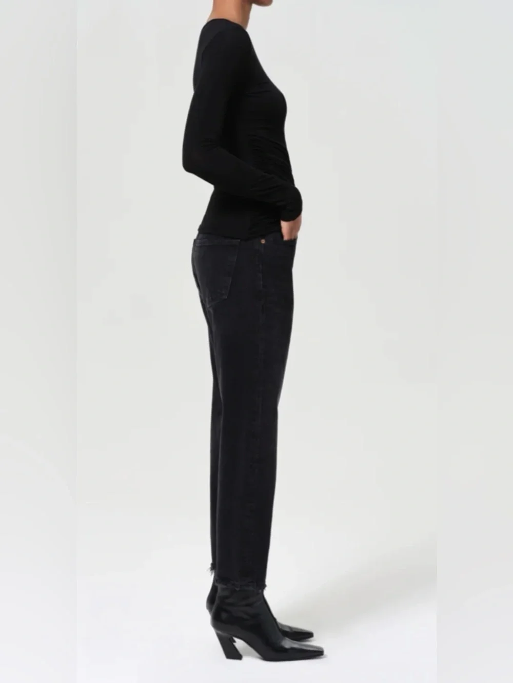 Agolde 90s Crop Midrise Straight | Washed Black - Picture 3 of 9